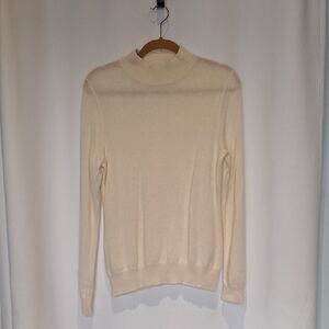 Vintage Privè Elegant Cream 100% Cashmere Mock Turtleneck Women's Sweater